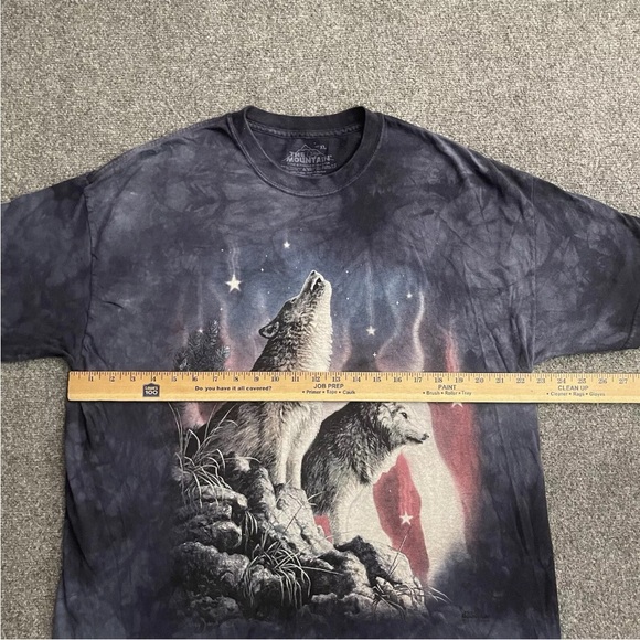Vintage The Mountain T Shirt Mens XL Patriotic Wolves Howling Blue Tie Dye 2013 - Picture 4 of 9